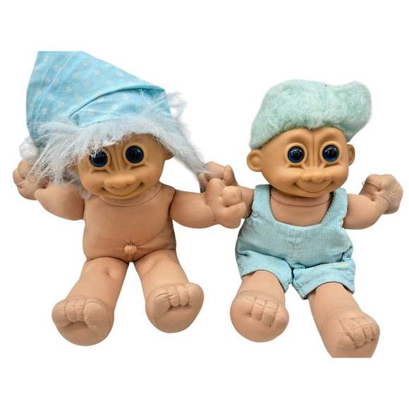 Lot Of 2 Vintage Russ Sparky TROLL KIDS 12" Doll Plush Soft Body - Picture 1 of 11